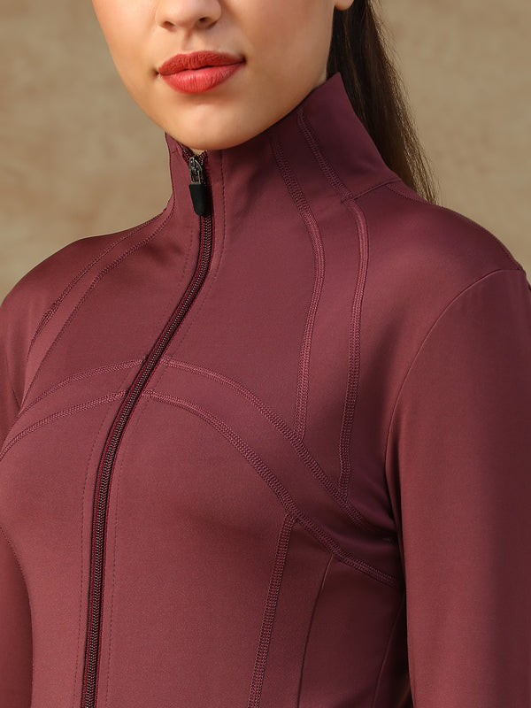 Ergonomic Seam Zip Jacket Maroon