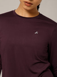 Back Pleat Long Sleeve T-shirt Wine