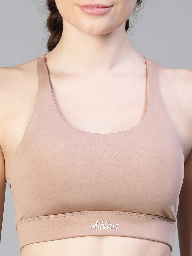 Keyhole X-Back Sports Bra Nude