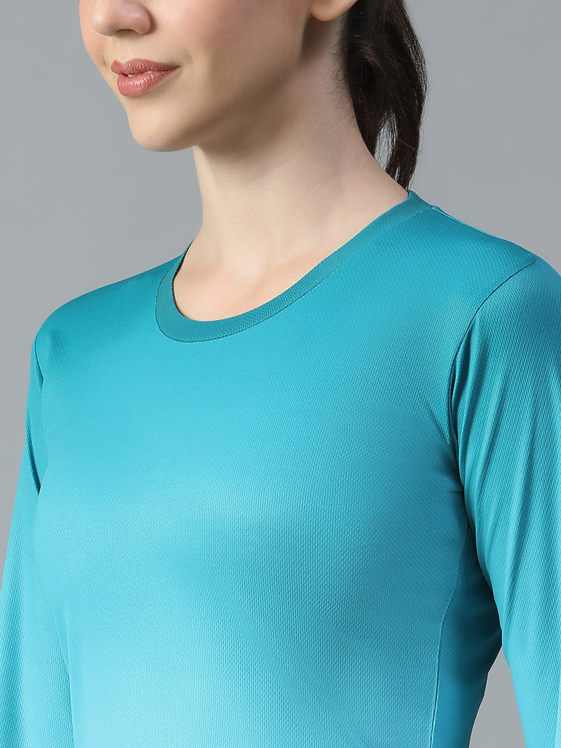 Dual Tone Full Sleeve T-Shirt Ice Blue