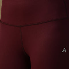 Ribbed High Waist Leggings Maroon