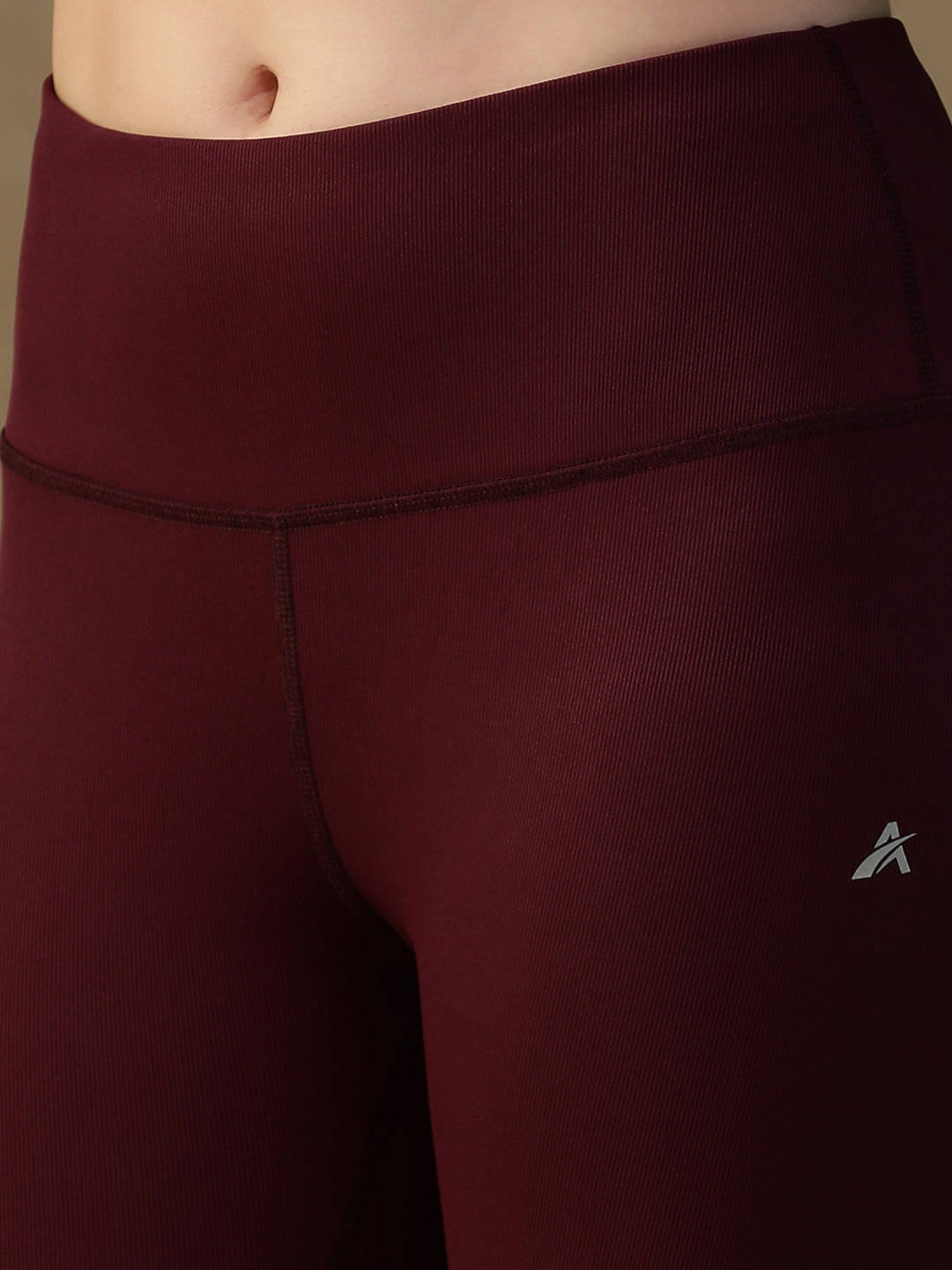 Ribbed High Waist Leggings Maroon