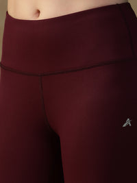 Ribbed High Waist Leggings Maroon