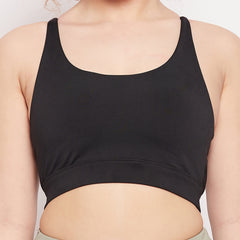Keyhole X-Back Sports Bra Black