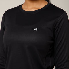 Curved Hem Full Sleeve T-Shirt Black