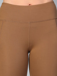 Mesh Panel Pocket Leggings Tan