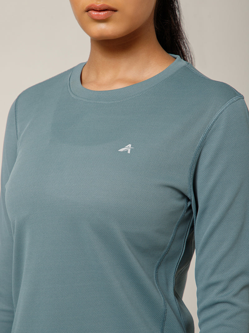 Curved Hem Full Sleeve T-Shirt Grey (Copy)
