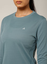 Curved Hem Full Sleeve T-Shirt Grey