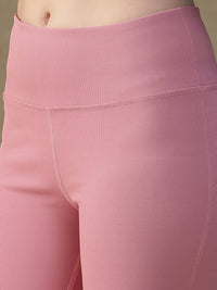Ribbed Flare Pant Pink