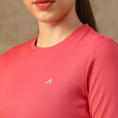 Curved Hem Full Sleeve T-Shirt Pink