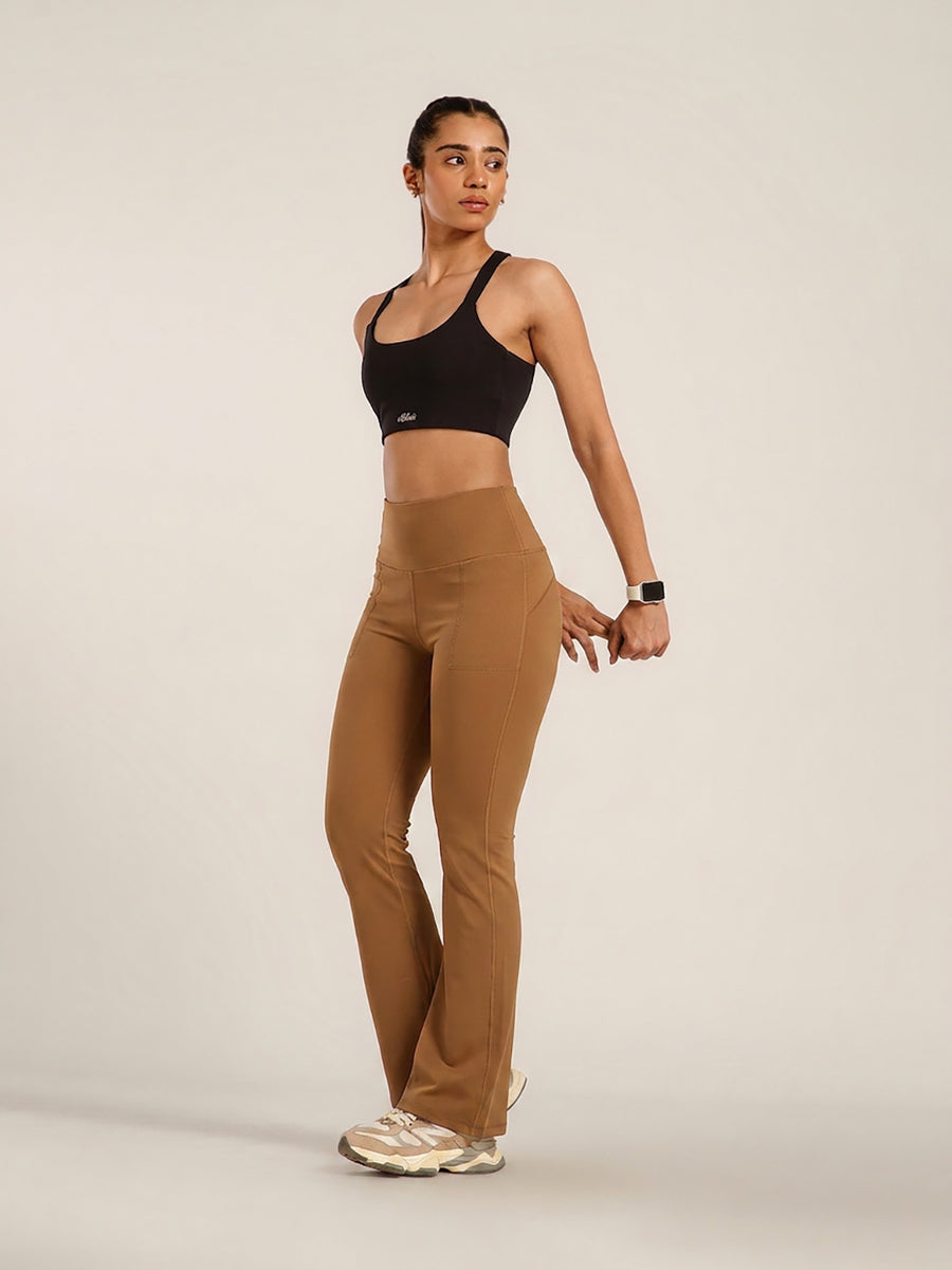 Defined Seam Flare Pant Tan