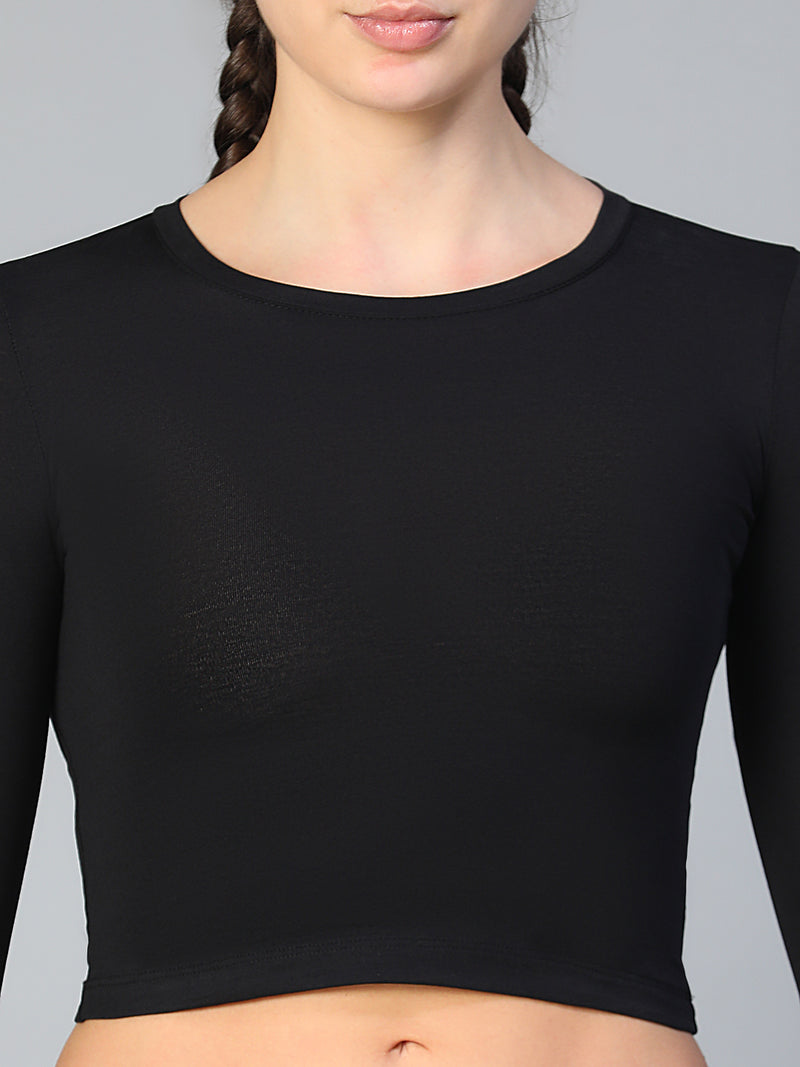Essential Full Sleeve Crop top Black