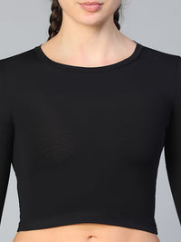 Essential Full Sleeve Crop top Black