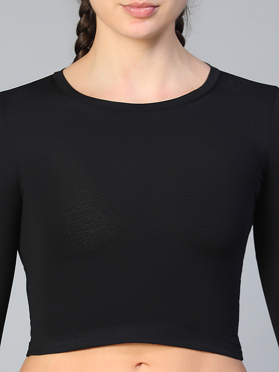 Essential Full Sleeve Crop top Black