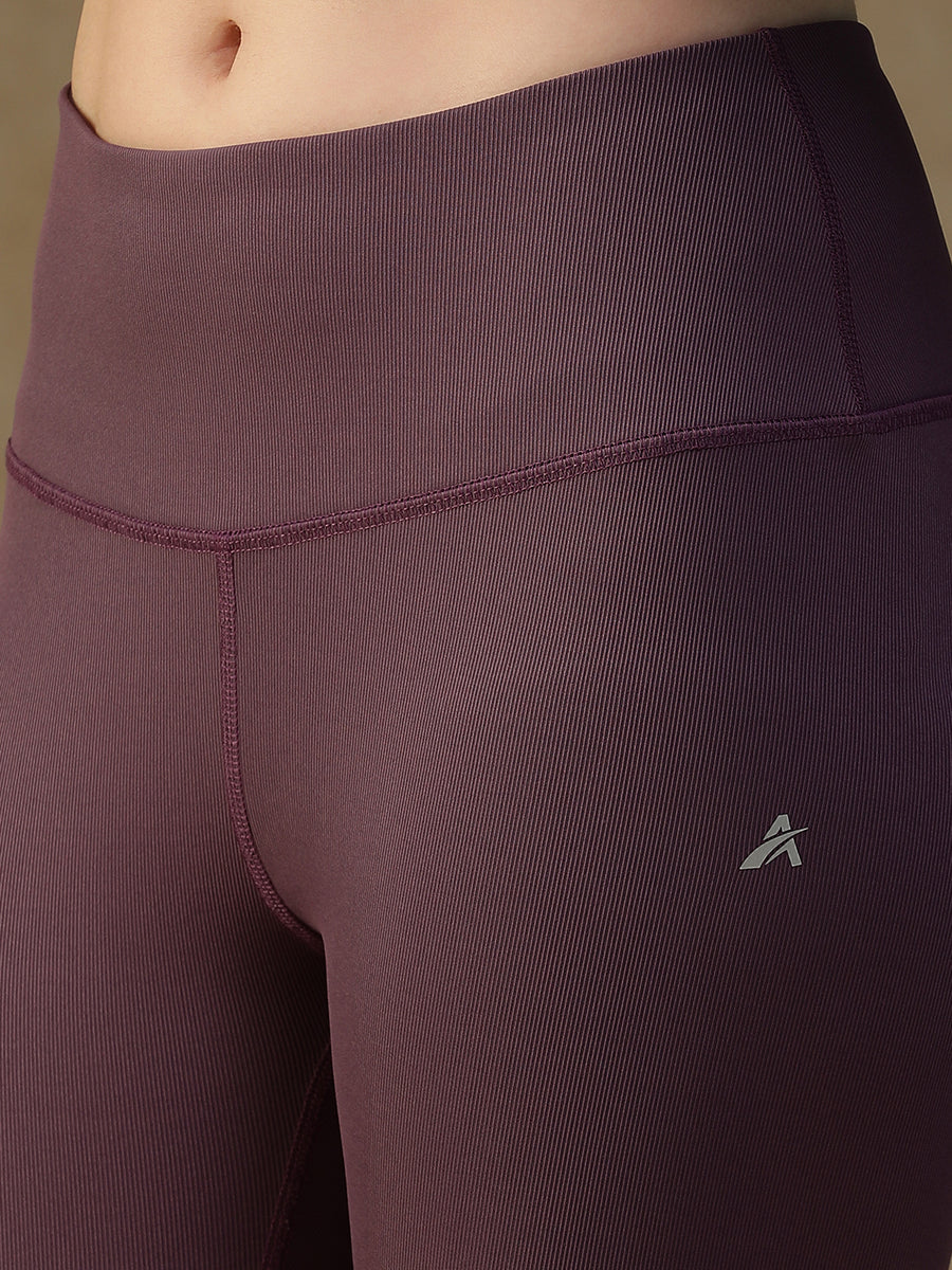 Ribbed High Waist Leggings Purple