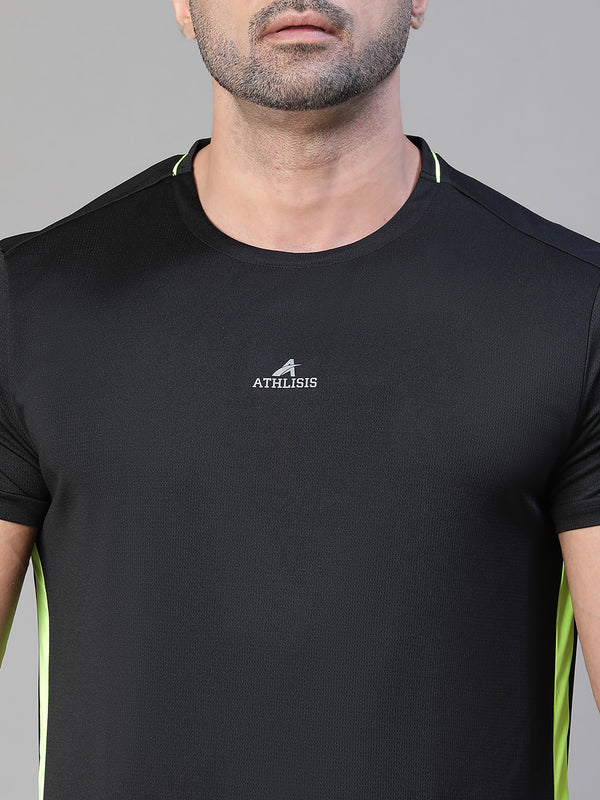 Contrast Side Panel T-Shirt Black