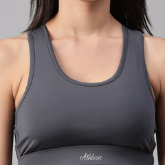 Minimalist Cutout Sports Bra Gray