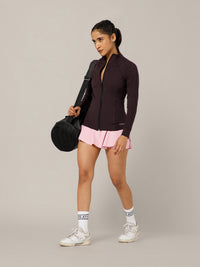 Linea Collarless Jacket Wine