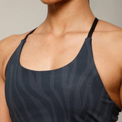 Cross Back Built In Bra Zebra Print
