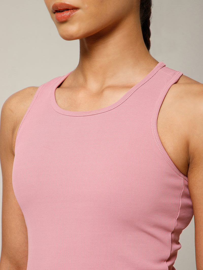 Built In Bra Racer Back Top Pink