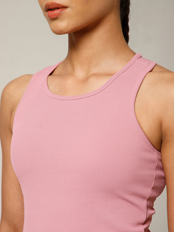 Built In Bra Racer Back Top Pink