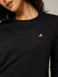 Back Pleat Long Sleeve T-shirt Black
