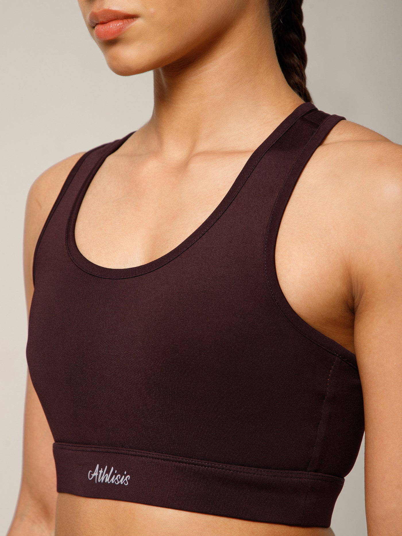 Minimalist Cutout Sports Bra Burgundy