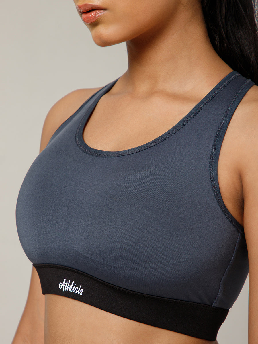 Ruched Sports Bra Gray