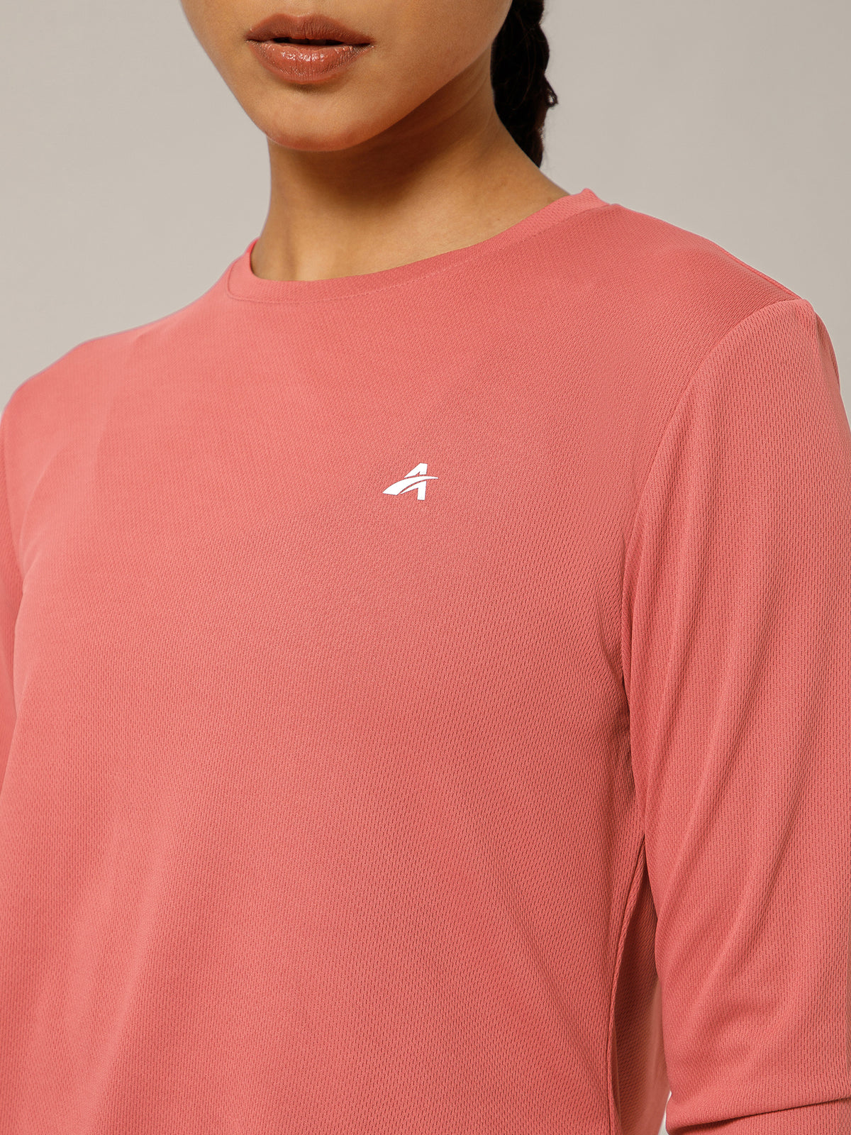 Back Pleat Long Sleeve T-shirt Coral