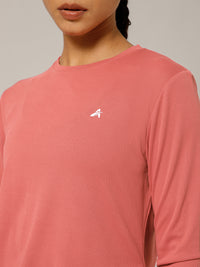 Back Pleat Long Sleeve T-shirt Coral
