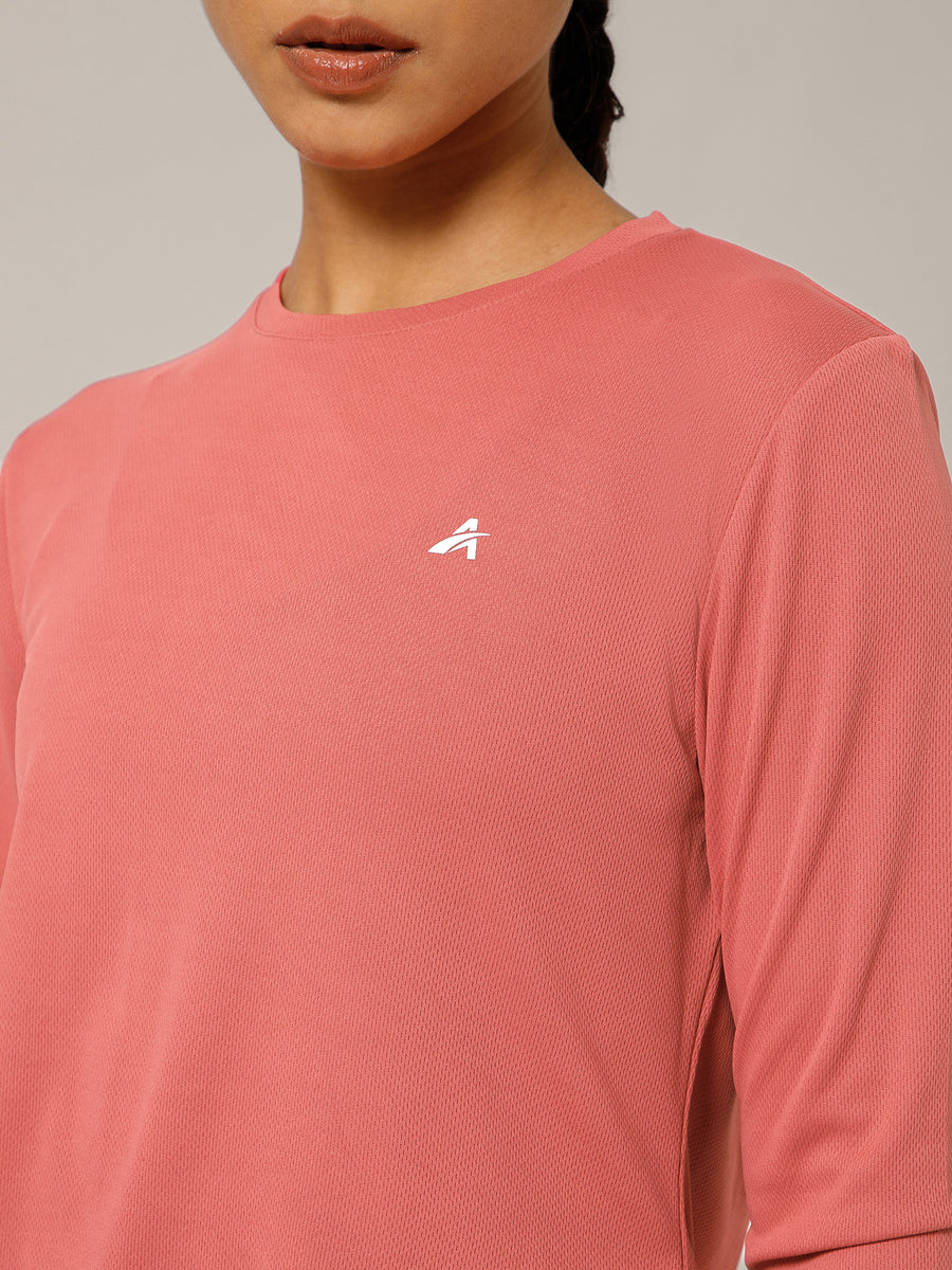 Back Pleat Long Sleeve T-shirt Coral