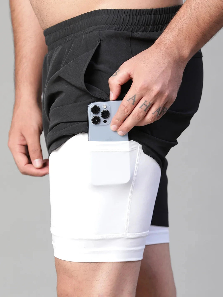 2 in 1 Lining Shorts Black Athlisis Sports