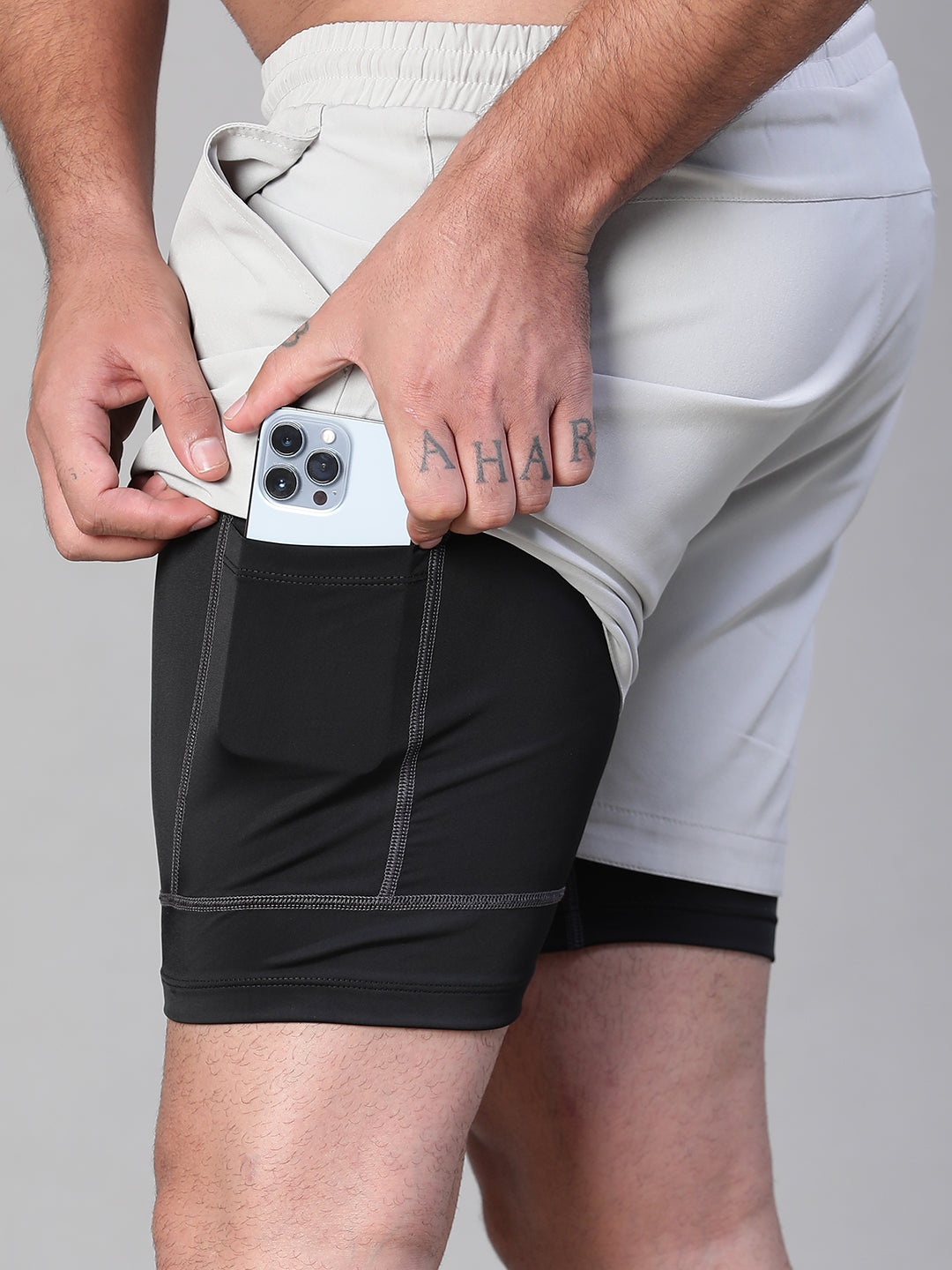 2 in 1 Lining Shorts Gray Athlisis Sports