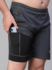 2 in 1 Lining Shorts Dark Gray Athlisis Sports