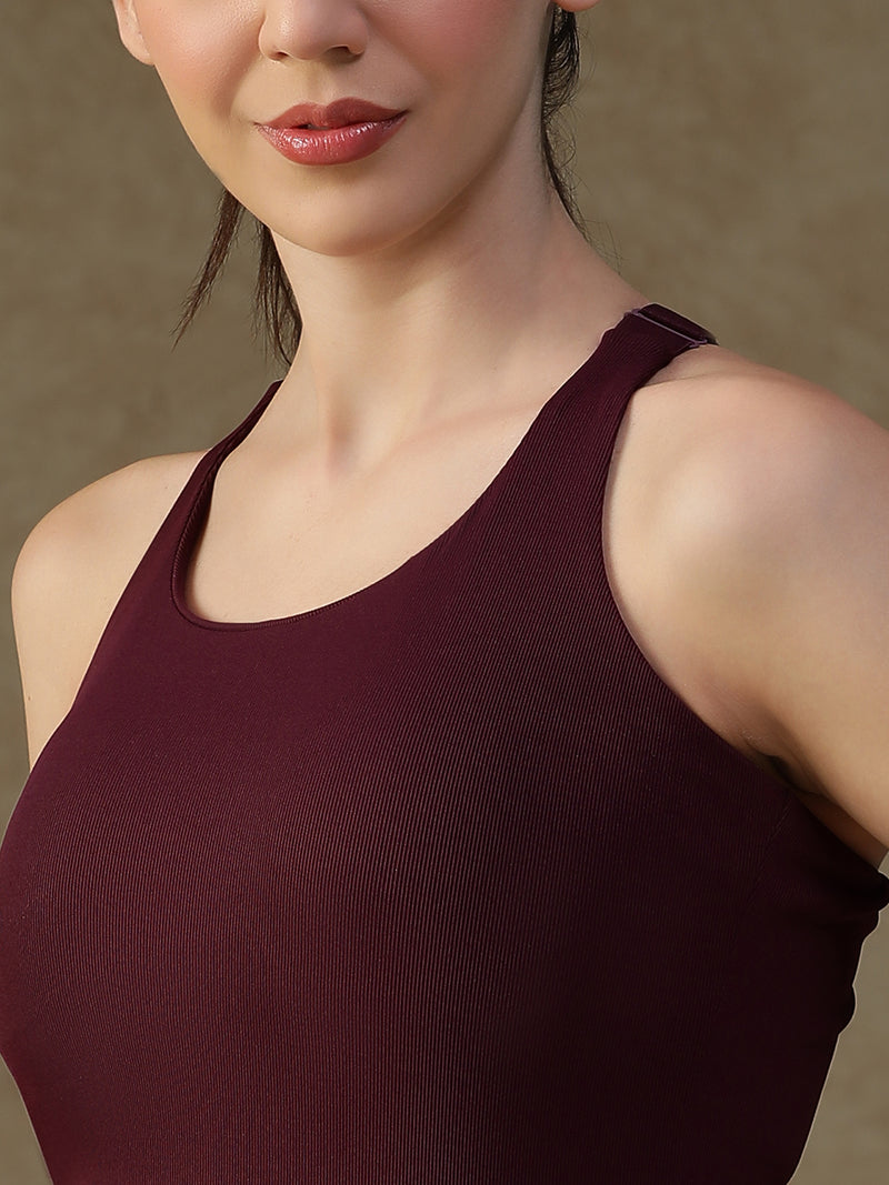 Built In Bra Y Adjustable Top Wine