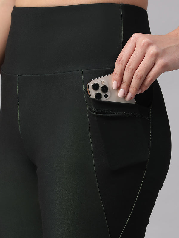 Dual Tone Flare Pant Green