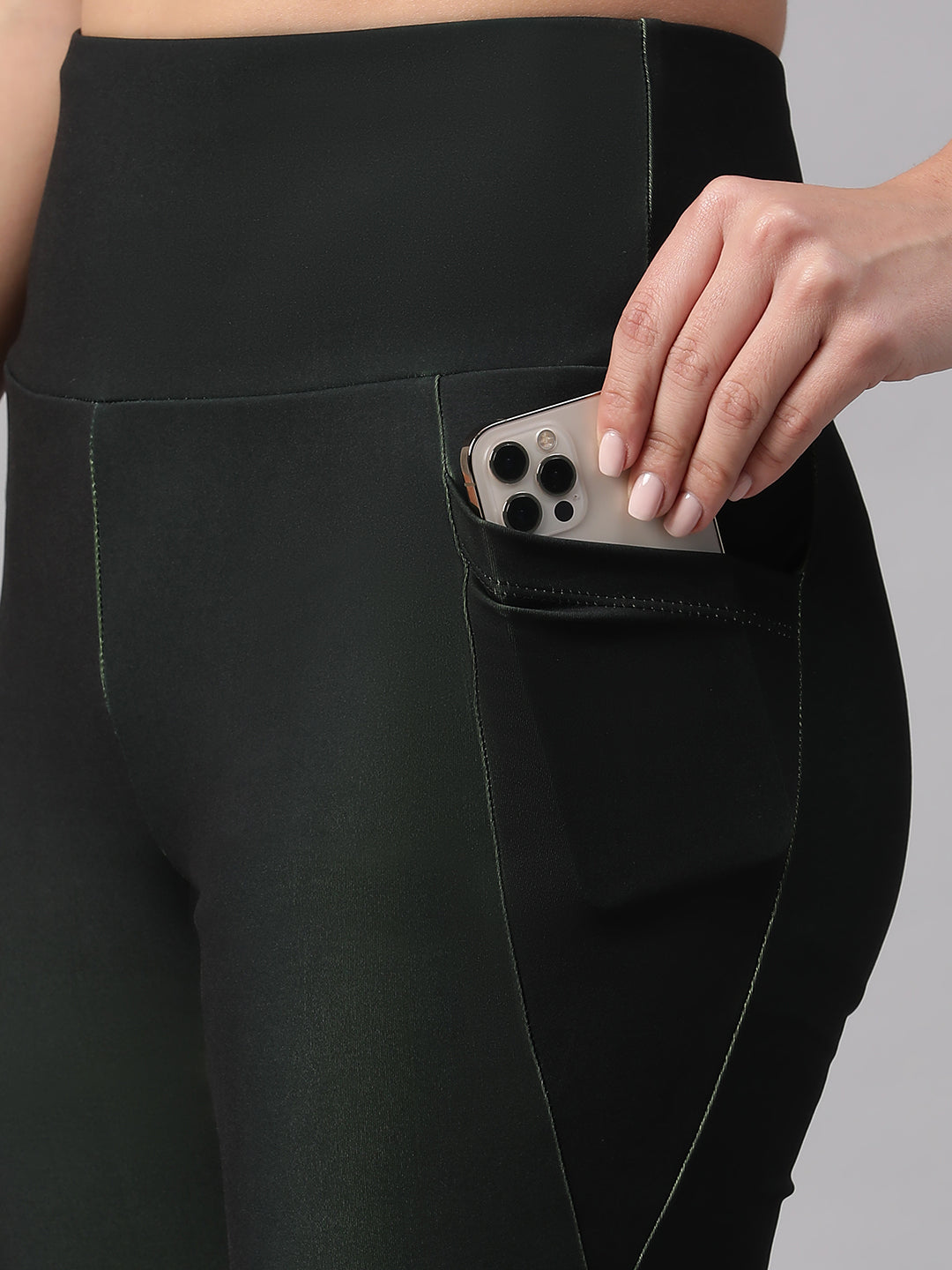 Dual Tone Flare Pant Green