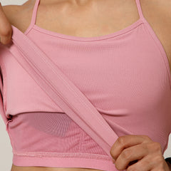 Built In Bra String Back Top Pink