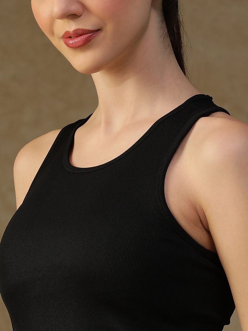 Built In Bra Racer Back Top Black