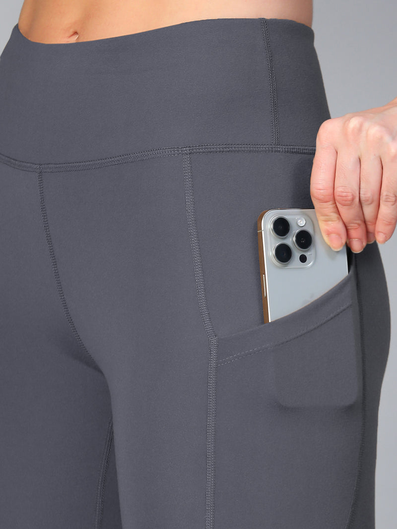 Mesh Panel Pocket Leggings Grey