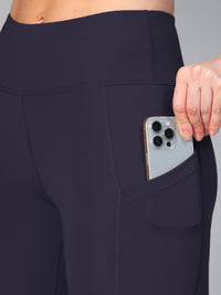 Mesh Panel Pocket Leggings Navy
