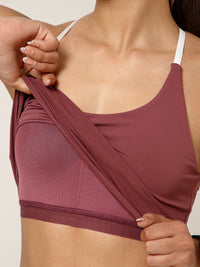 Cross Back Built In Bra Mauve