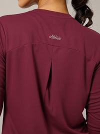 Back Pleat Long Sleeve T-shirt Maroon