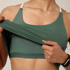 Cross Back Built In Bra Sage