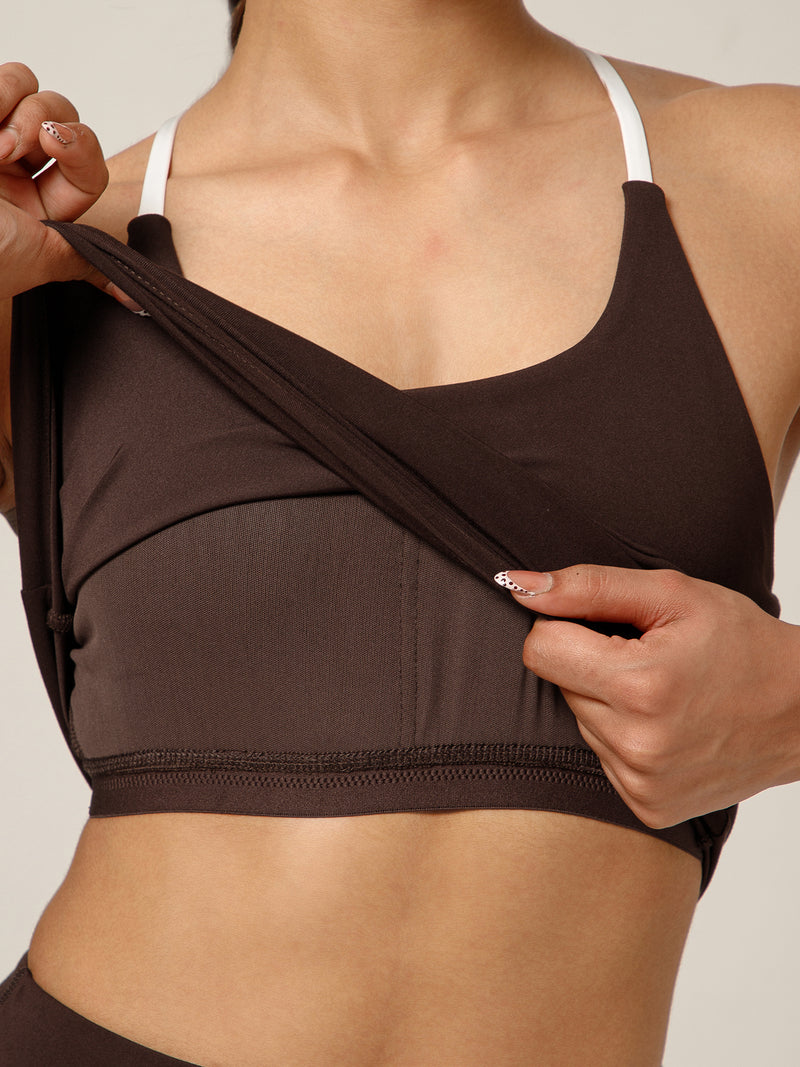 Cross Back Built In Bra Espresso
