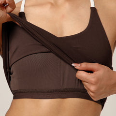 Cross Back Built In Bra Espresso