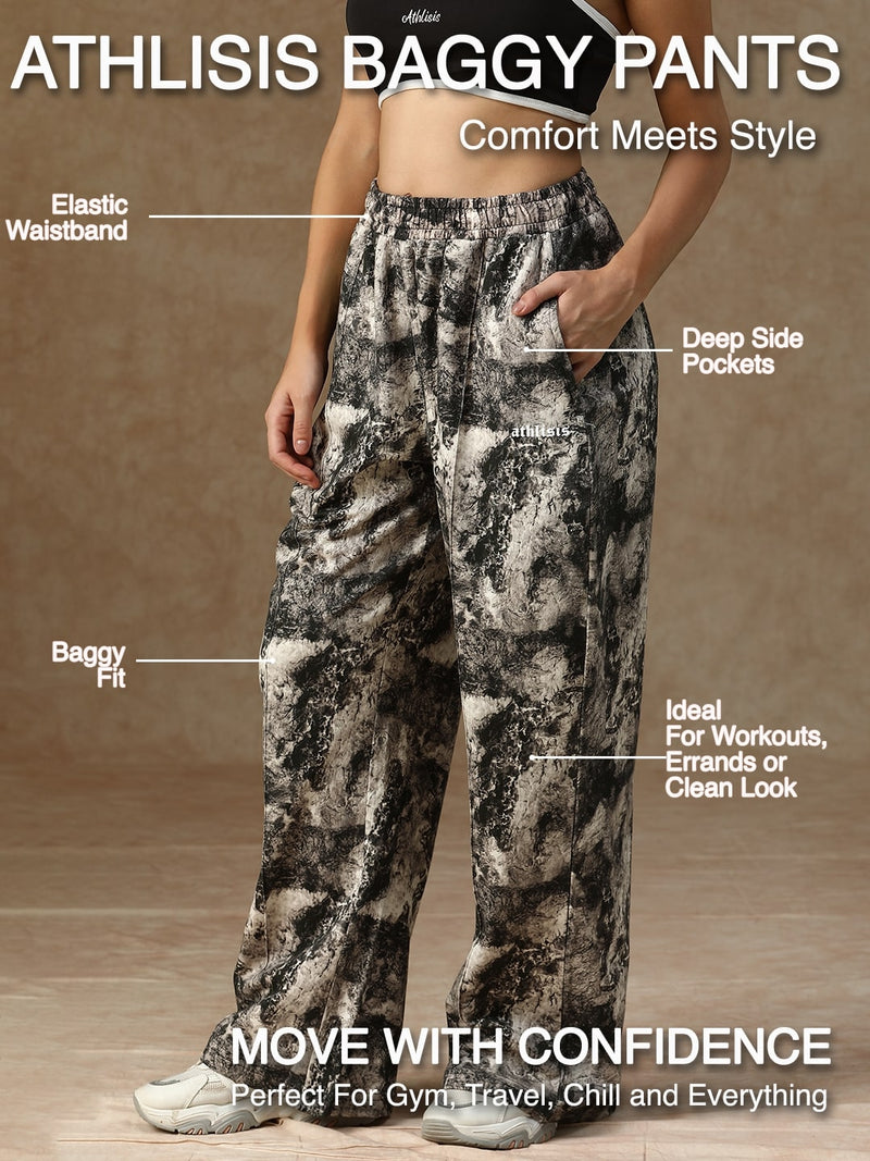 Printed Baggy Ink Splatter Sweatpants