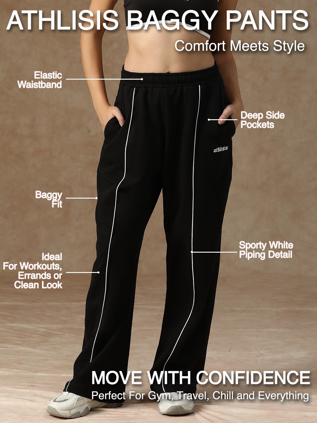 Flow Piping Sweatpants Black