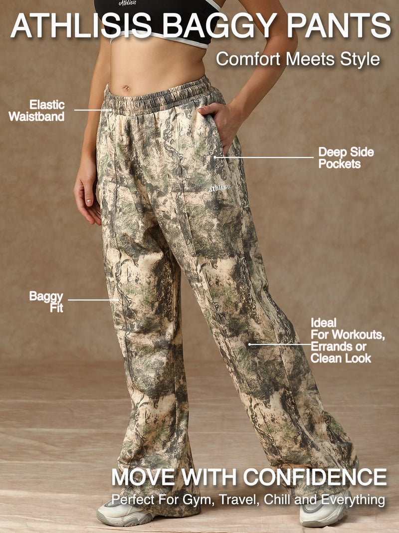 Printed Baggy Monochrome Camo Sweatpants