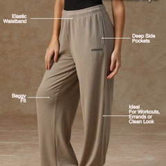 Ribbed Baggy Pants Beige